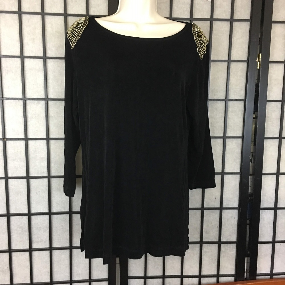 CHICO'S black  party rhineston top size 2